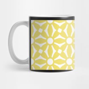 Yellow White Floral Print Mug